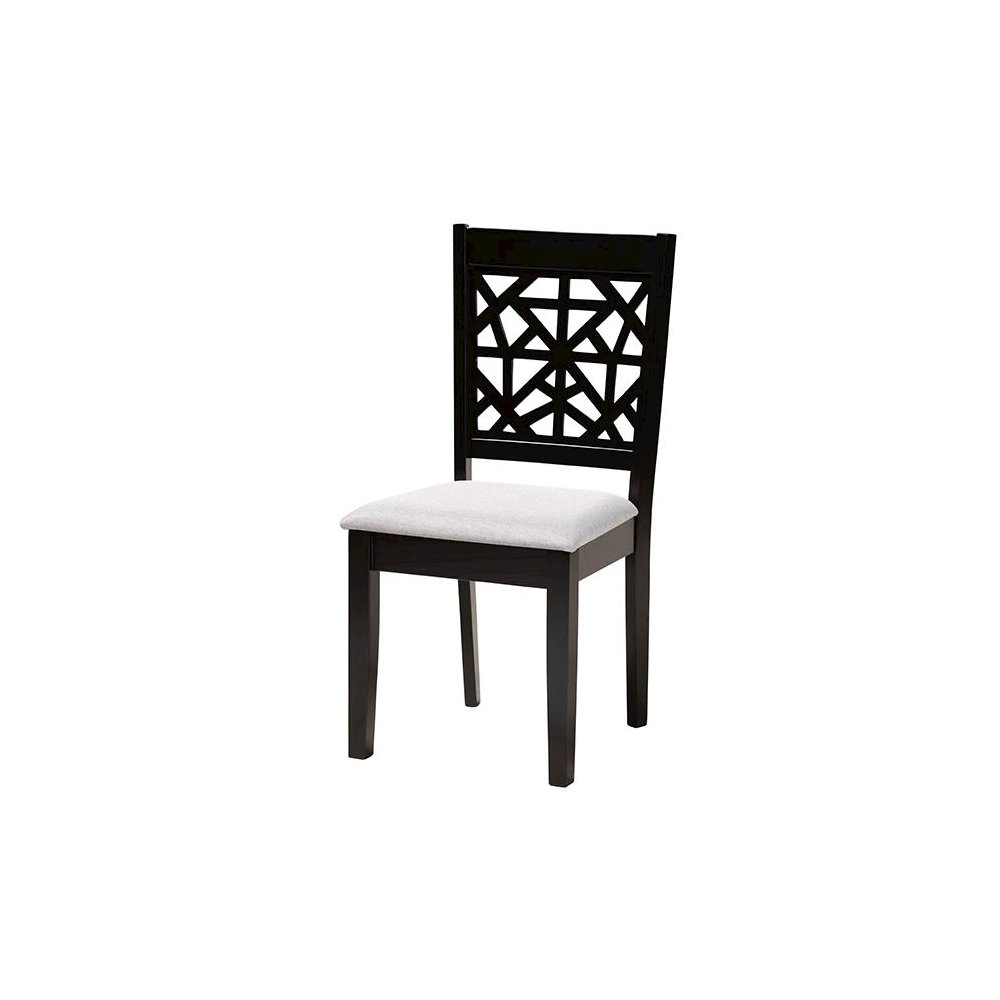 Karel Modern Grey Fabric and Espresso Brown Finished Wood 5-Piece Dining Set. Picture 2