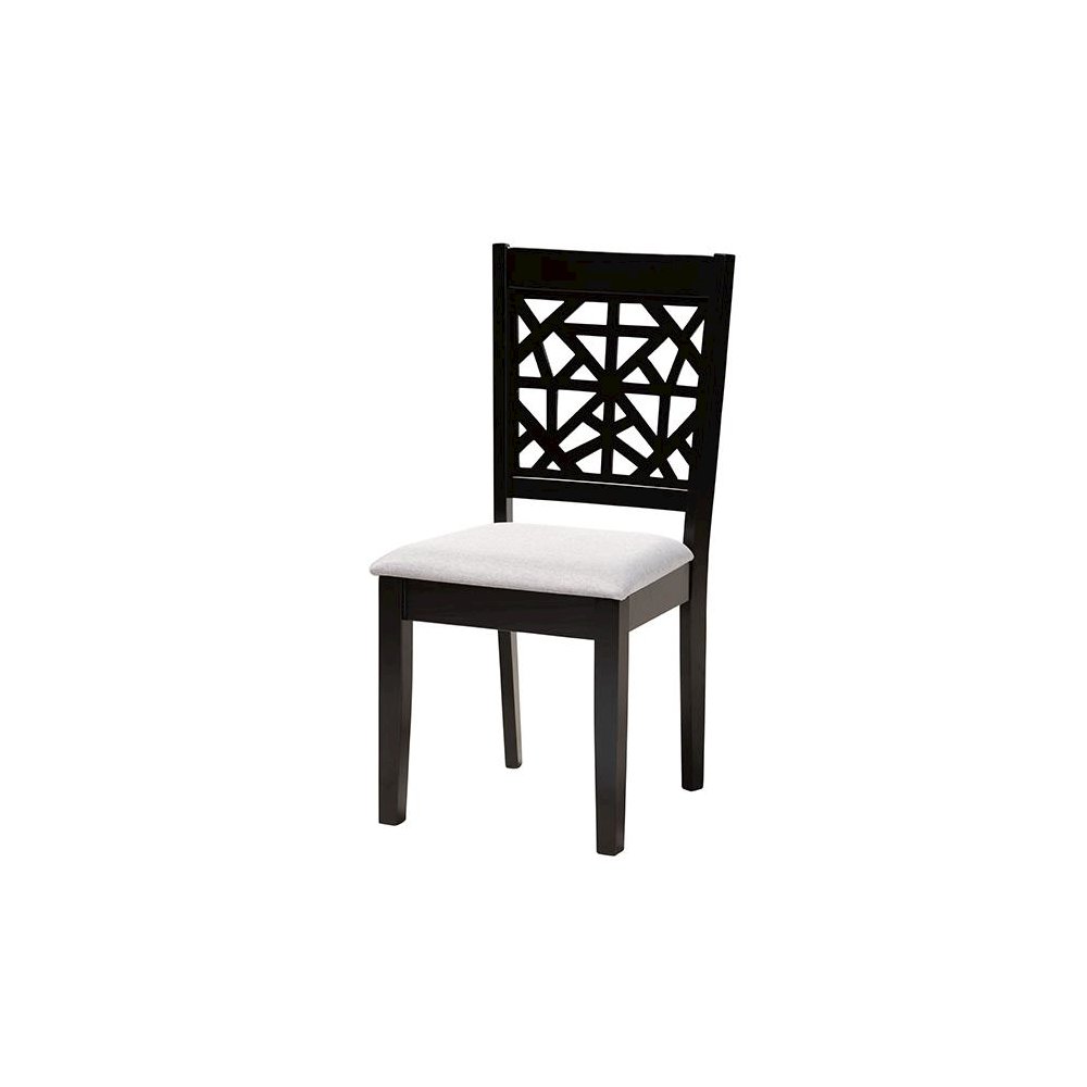Jamie Moden Grey Fabric and Dark Brown Finished Wood 5-Piece Dining Set. Picture 2