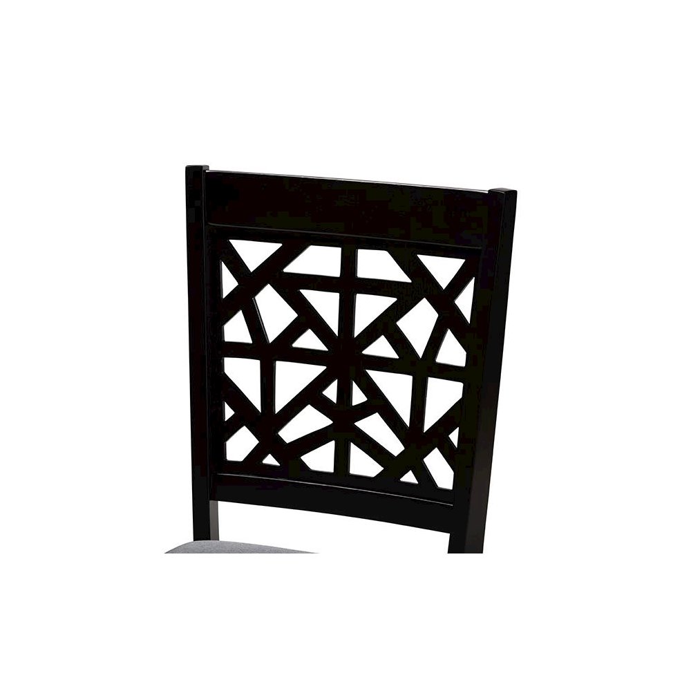 Lena Modern Grey Fabric and Dark Brown Finished Wood 5-Piece Dining Set. Picture 5