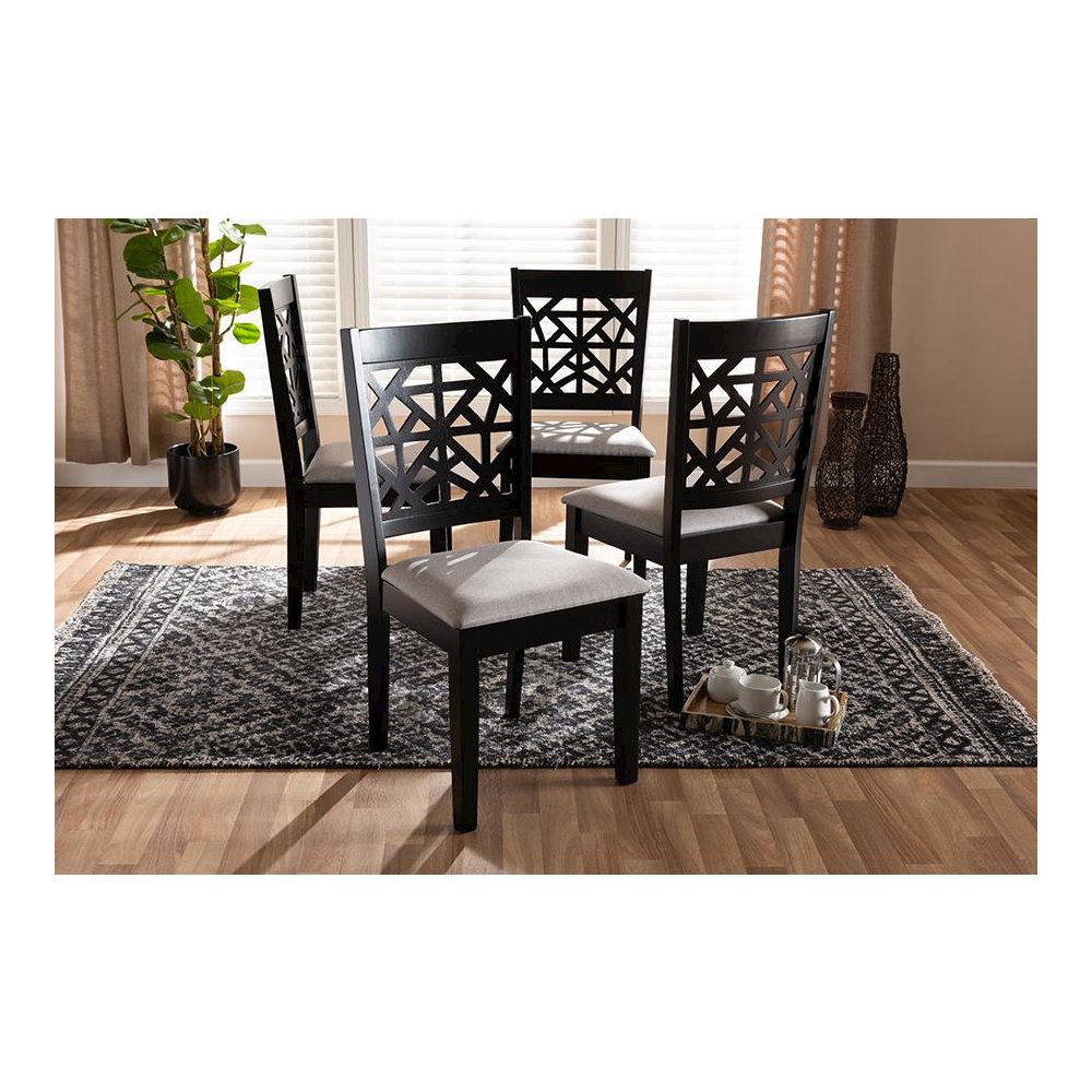 Espresso Brown Finished Wood 4-Piece Dining Chair Set. Picture 5