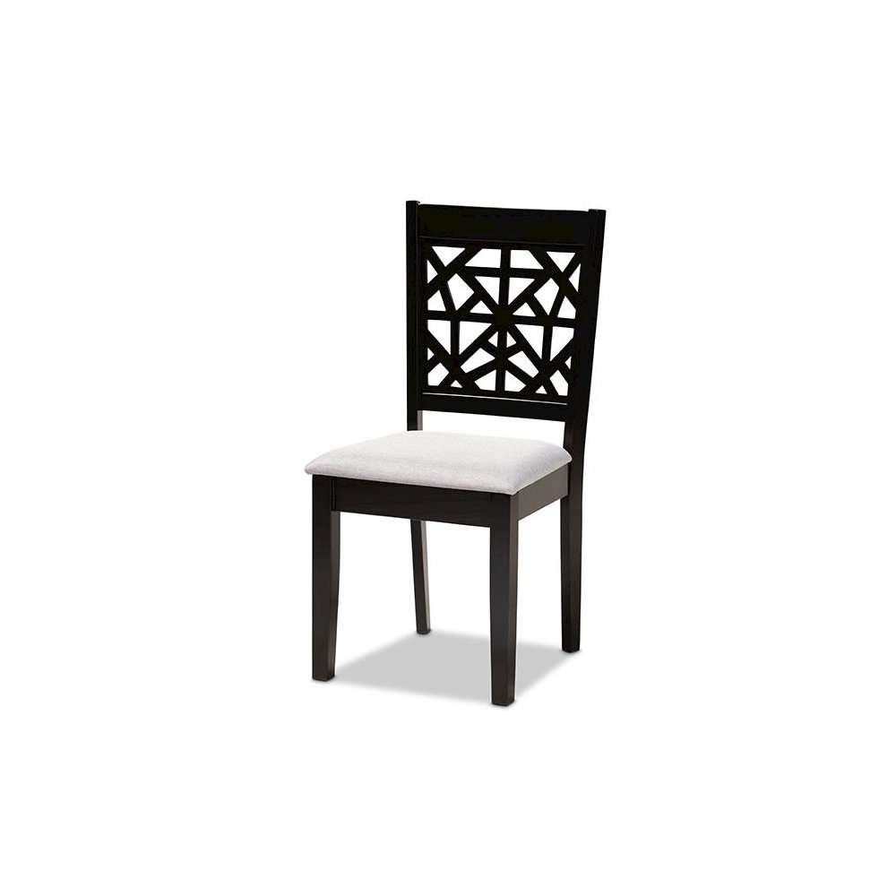 Grey Fabric Upholstered and Espresso Brown Finished Wood 5-Piece Dining Set. Picture 2