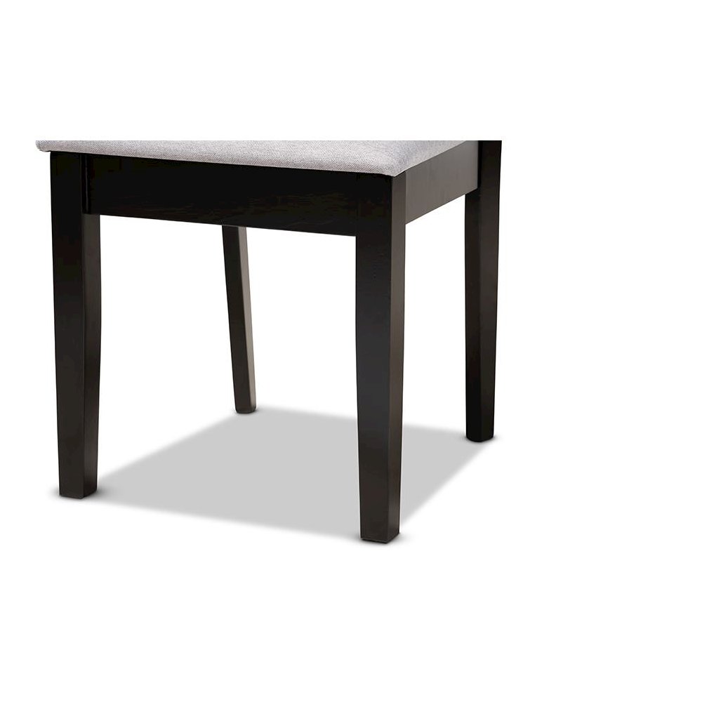 Grey Fabric Upholstered and Espresso Brown Finished Wood 5-Piece Dining Set. Picture 6