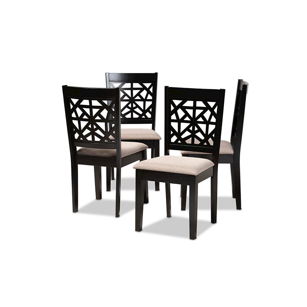 Espresso Brown Finished Wood 4-Piece Dining Chair Set. Picture 1