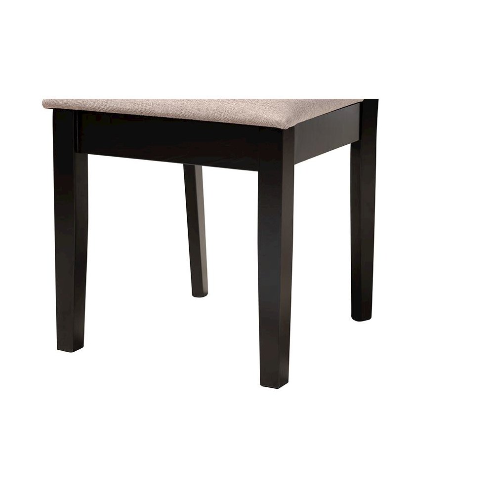 Karel Modern Beige Fabric and Espresso Brown Finished Wood 5-Piece Dining Set. Picture 6