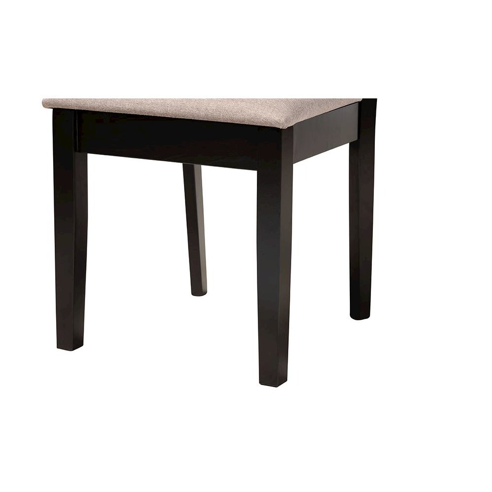 Jamie Moden Beige Fabric and Dark Brown Finished Wood 5-Piece Dining Set. Picture 6