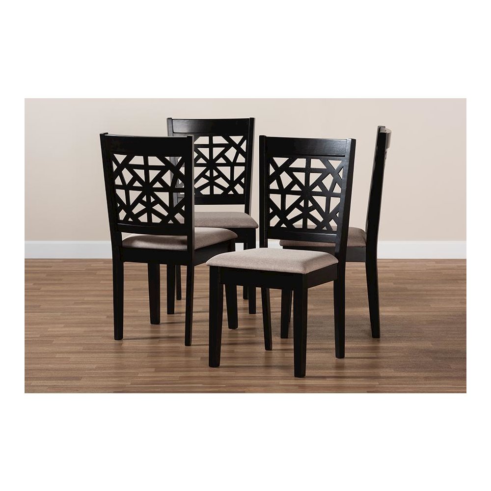Espresso Brown Finished Wood 4-Piece Dining Chair Set. Picture 6