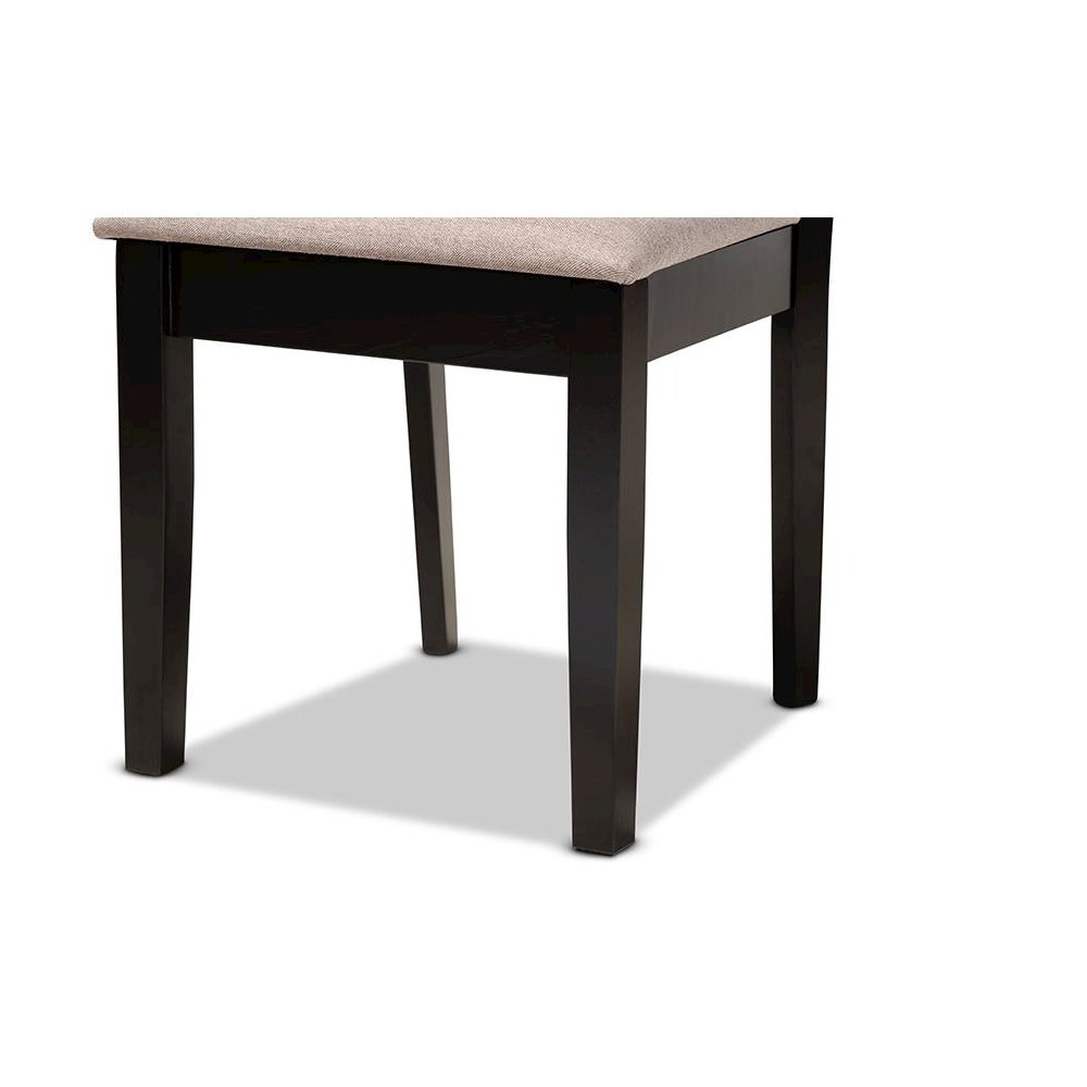 Sand Fabric Upholstered and Espresso Brown Finished Wood 5-Piece Dining Set. Picture 6