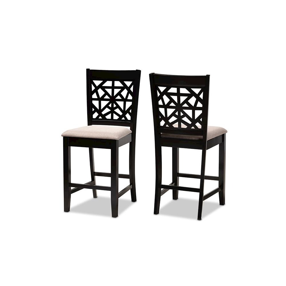 Espresso Brown Finished Wood 2-Piece Counter Height Pub Chair Set. Picture 1