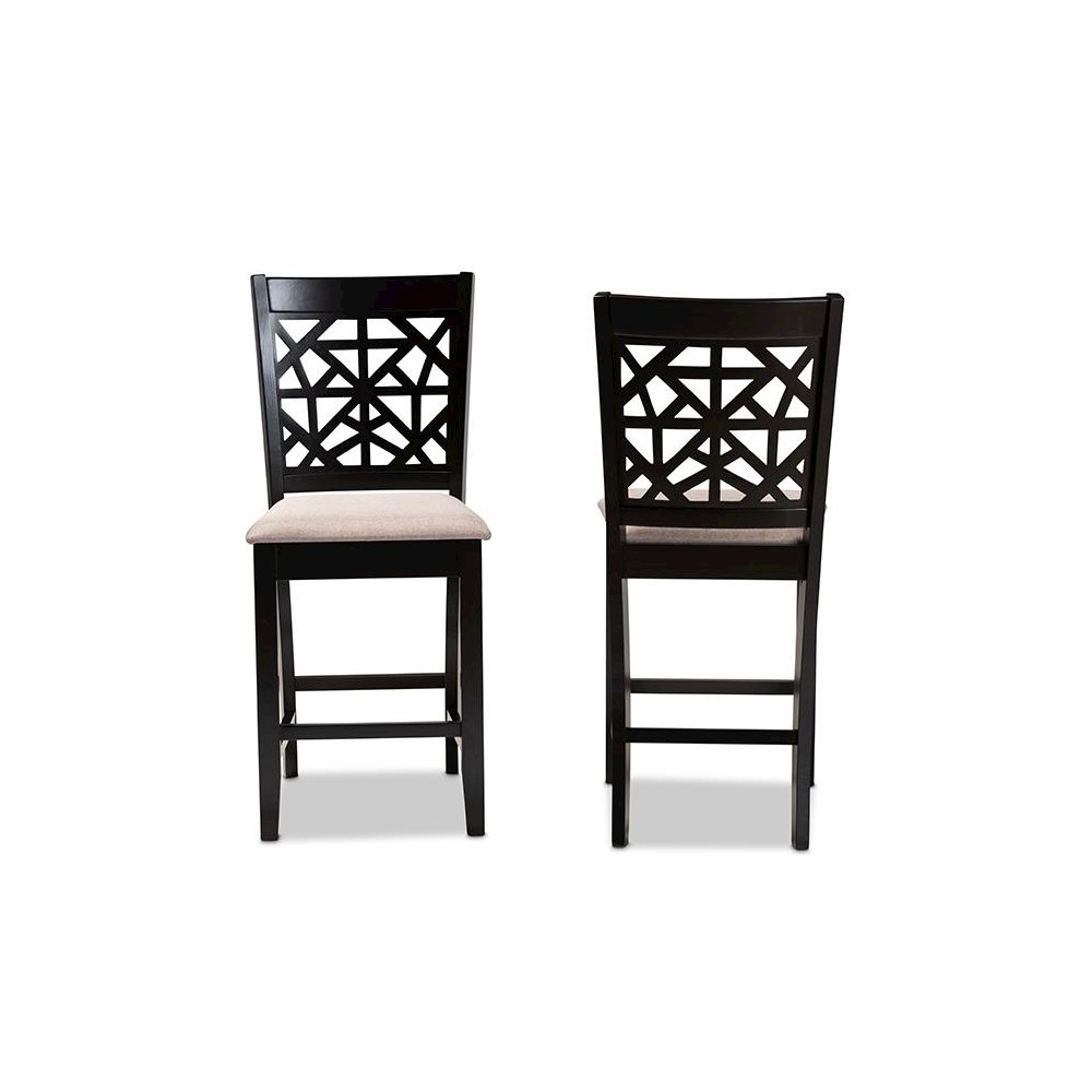 Espresso Brown Finished Wood 2-Piece Counter Height Pub Chair Set. Picture 2