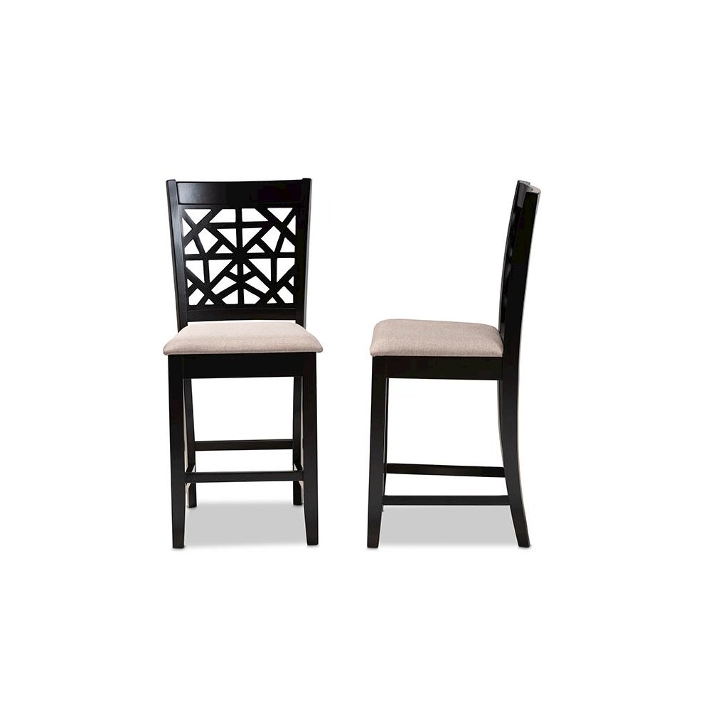 Espresso Brown Finished Wood 2-Piece Counter Height Pub Chair Set. Picture 3