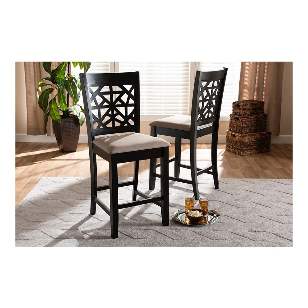 Espresso Brown Finished Wood 2-Piece Counter Height Pub Chair Set. Picture 6