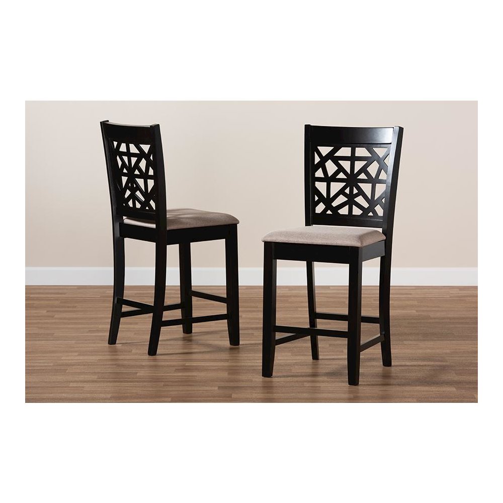 Espresso Brown Finished Wood 2-Piece Counter Height Pub Chair Set. Picture 7