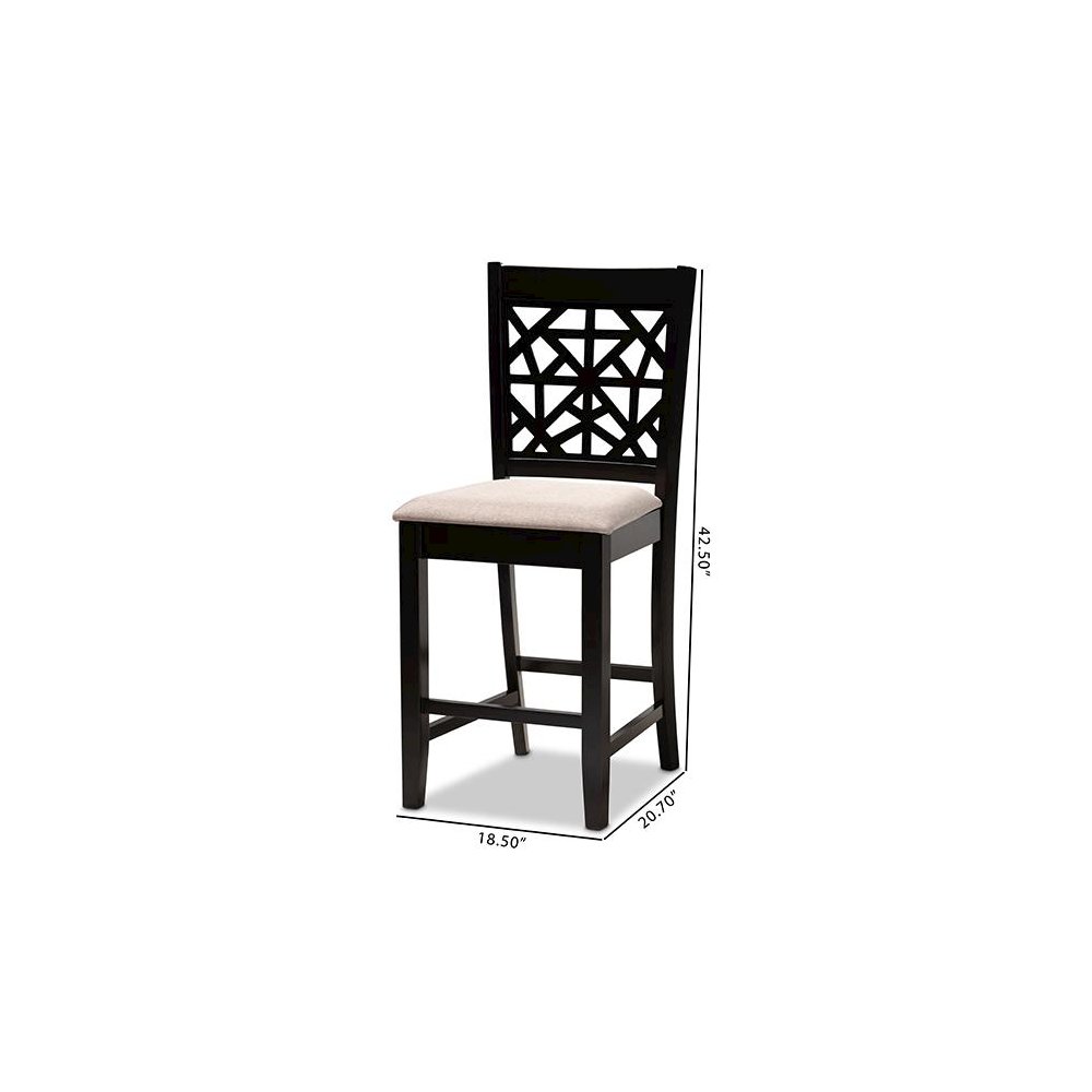Espresso Brown Finished Wood 2-Piece Counter Height Pub Chair Set. Picture 8