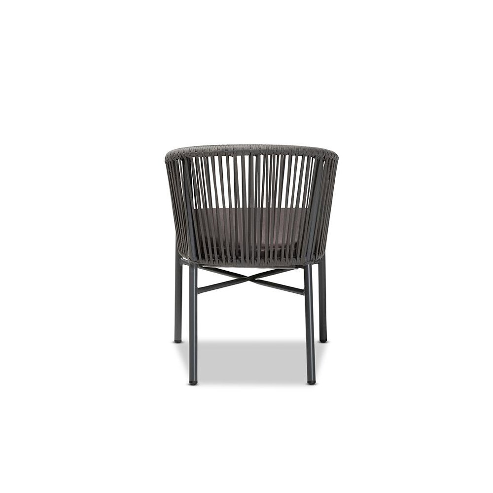 Marcus Modern and Contemporary Grey Finished Rope and Metal Outdoor Dining Chair. Picture 4