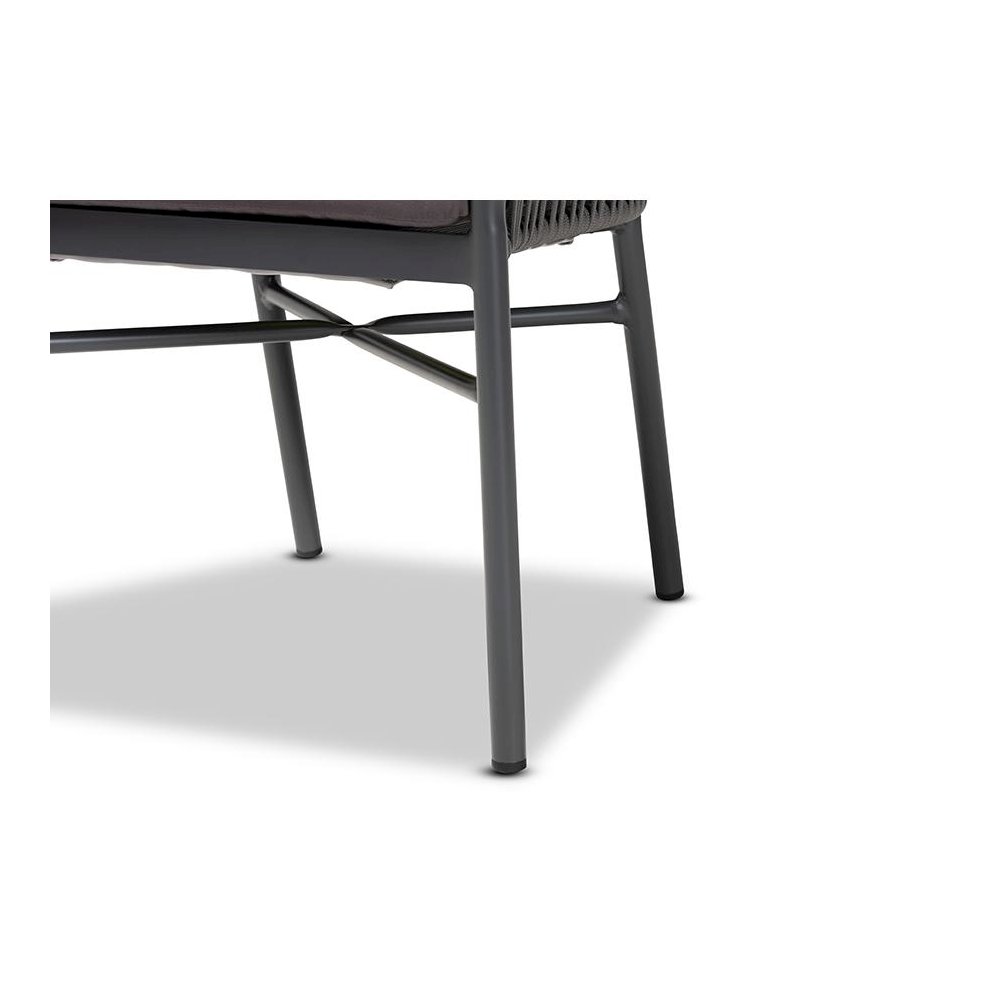 Marcus Modern and Contemporary Grey Finished Rope and Metal Outdoor Dining Chair. Picture 6