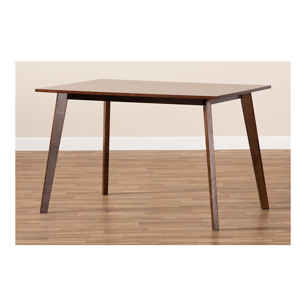 Transitional Walnut Brown Finished Rectangular Wood Dining Table. Picture 5