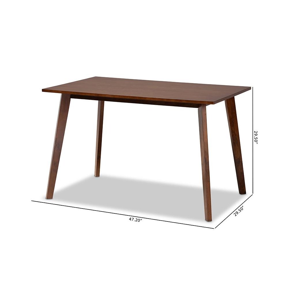 Transitional Walnut Brown Finished Rectangular Wood Dining Table. Picture 6