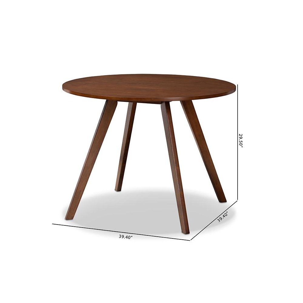 Transitional Walnut Brown Finished Round Wood Dining Table. Picture 6