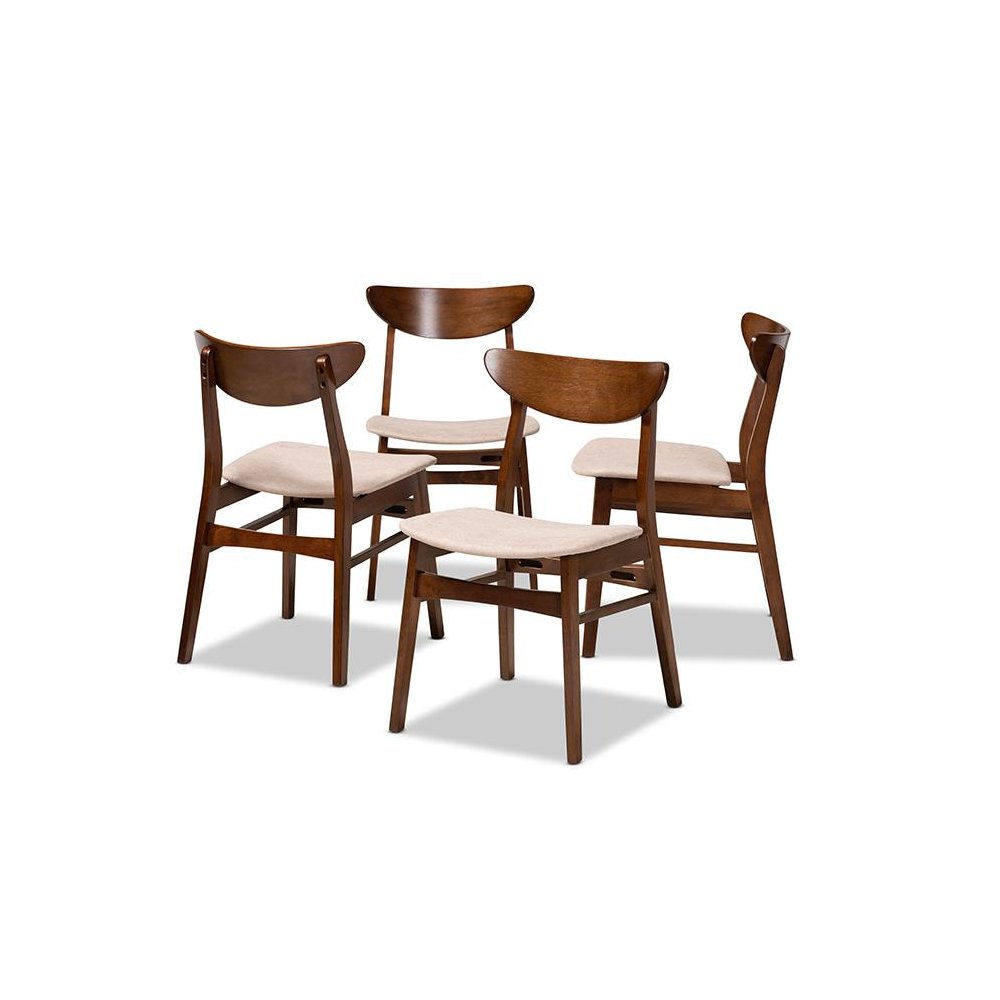 Walnut Brown Finished Wood 4-Piece Dining Chair Set. Picture 1