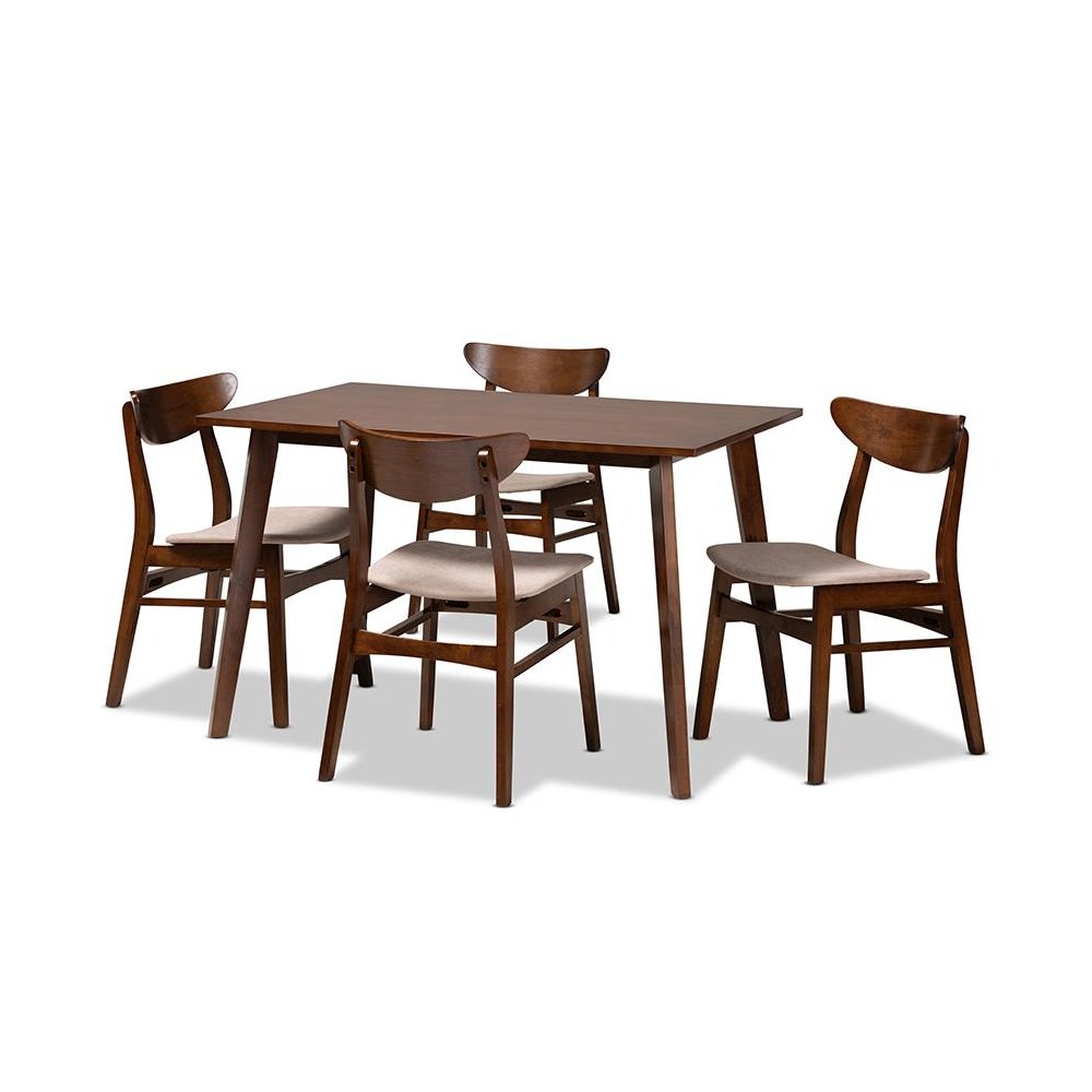 Walnut Brown Finished Wood 5-Piece Dining Set. Picture 1