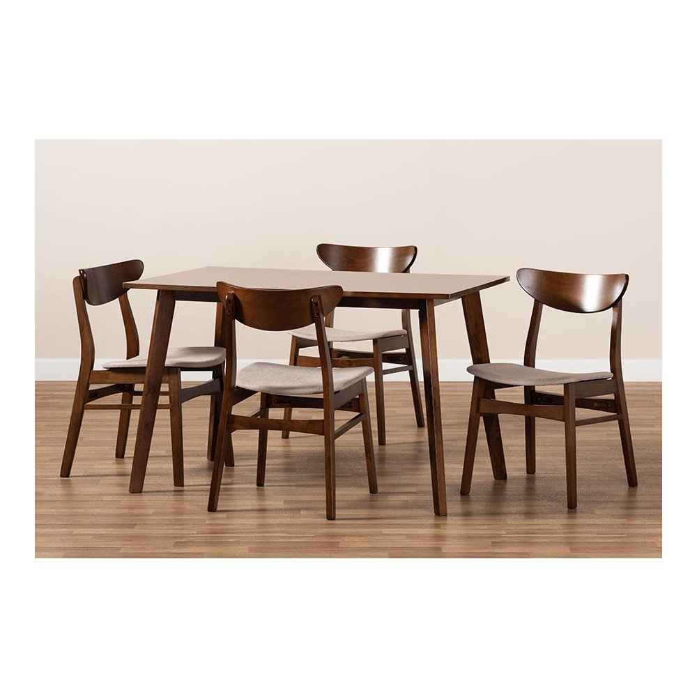 Walnut Brown Finished Wood 5-Piece Dining Set. Picture 7