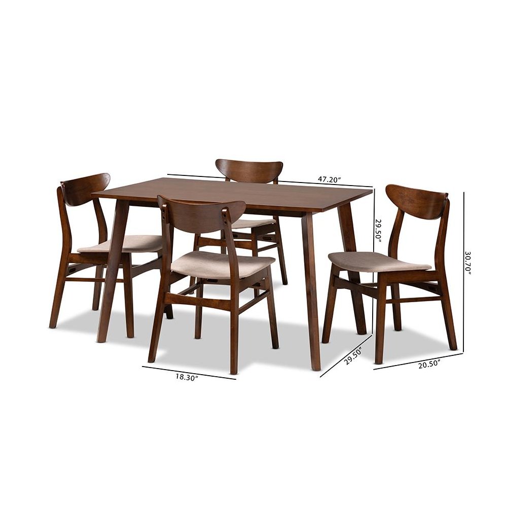 Walnut Brown Finished Wood 5-Piece Dining Set. Picture 8