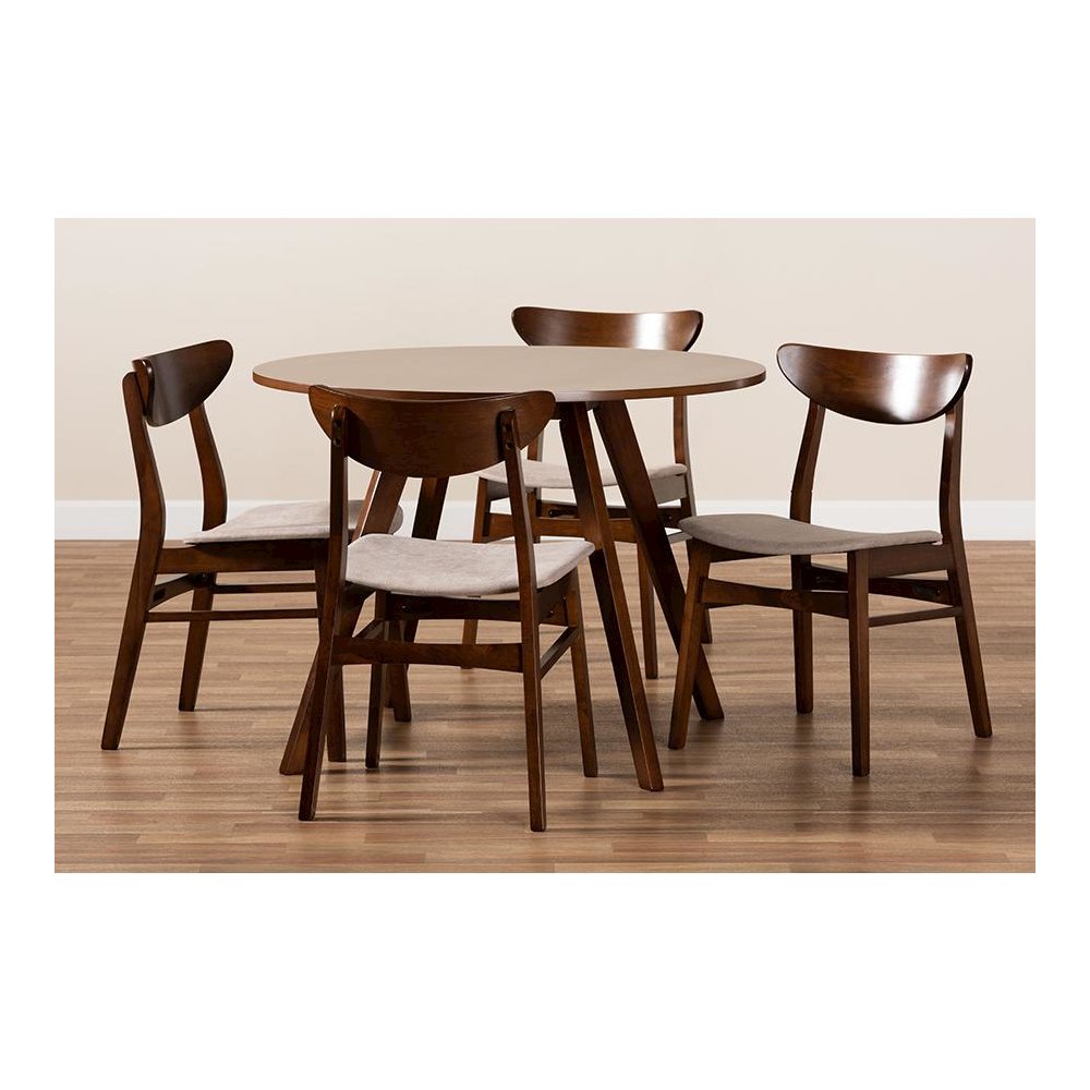 Walnut Brown Finished Wood 5-Piece Dining Set. Picture 7