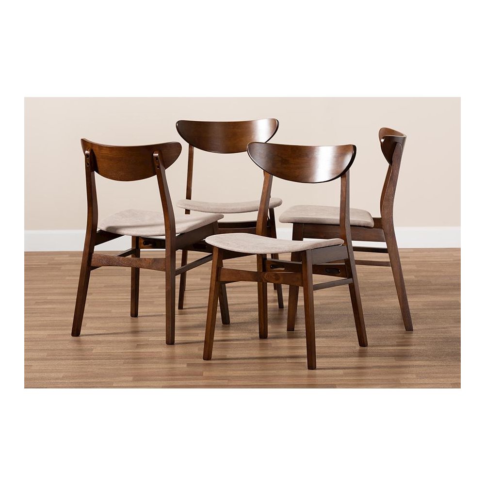 Walnut Brown Finished Wood 4-Piece Dining Chair Set. Picture 5