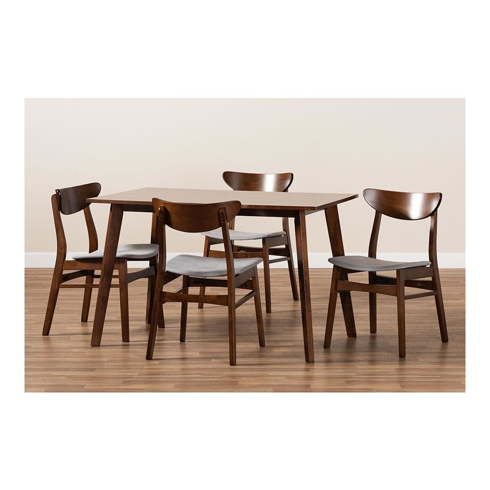 Walnut Brown Finished Wood 5-Piece Dining Set. Picture 7