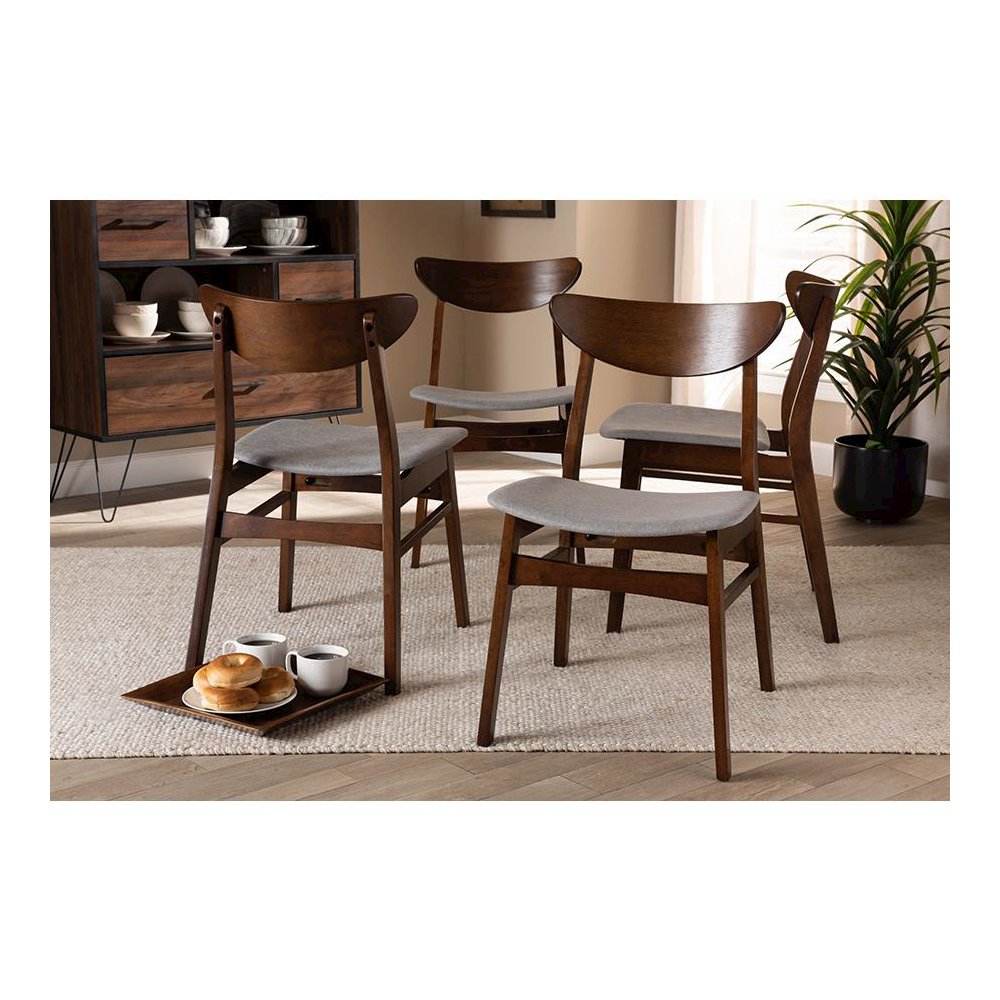 Walnut Brown Finished Wood 4-Piece Dining Chair Set. Picture 4
