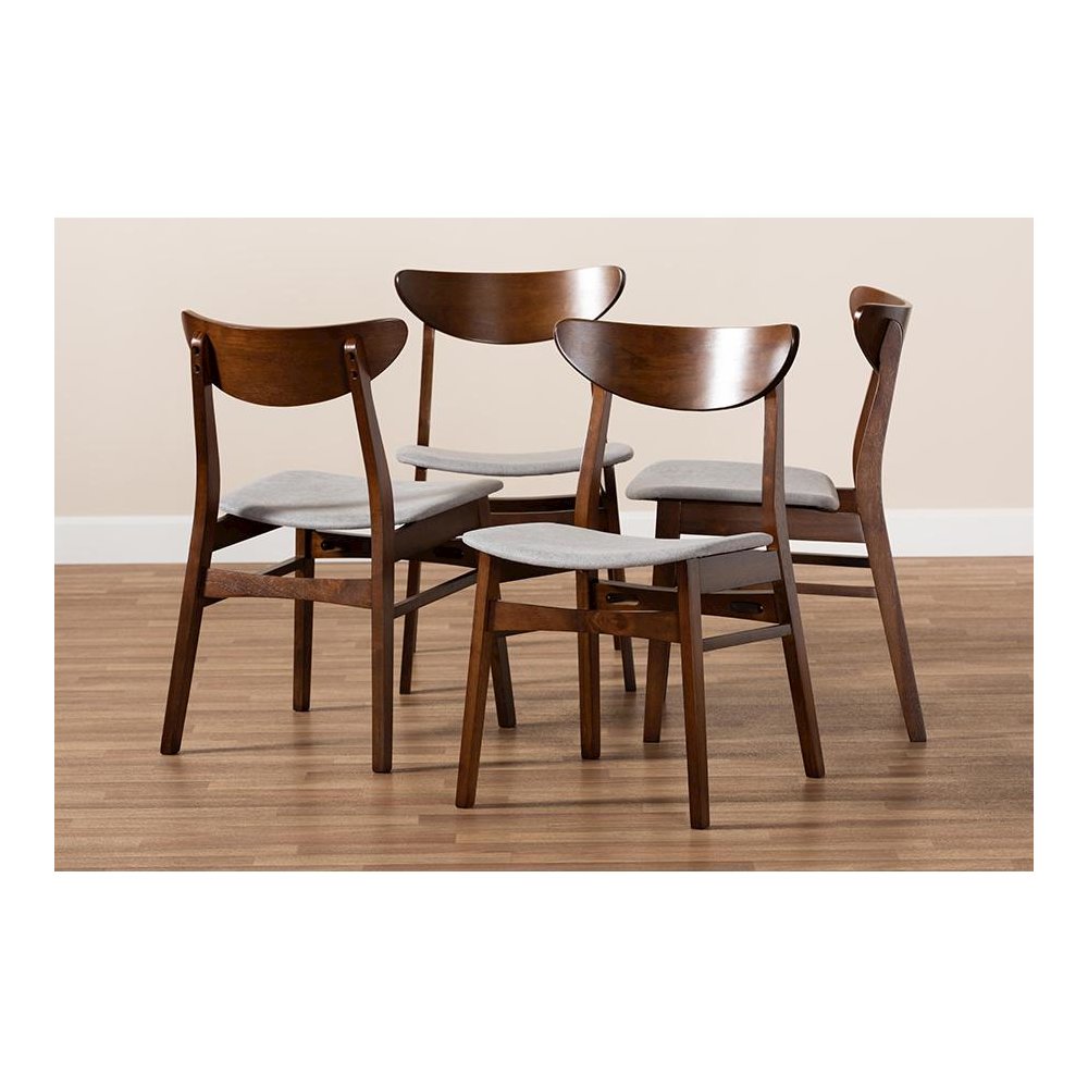 Walnut Brown Finished Wood 4-Piece Dining Chair Set. Picture 5