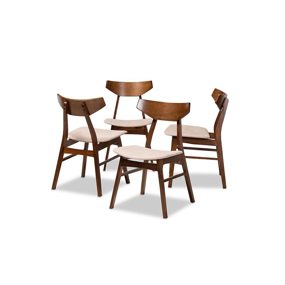 Walnut Brown Finished Wood 4-Piece Dining Chair Set. Picture 1