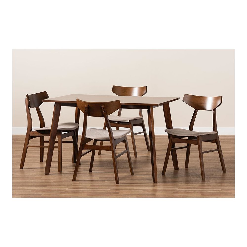 Walnut Brown Finished Wood 5-Piece Dining Set. Picture 7