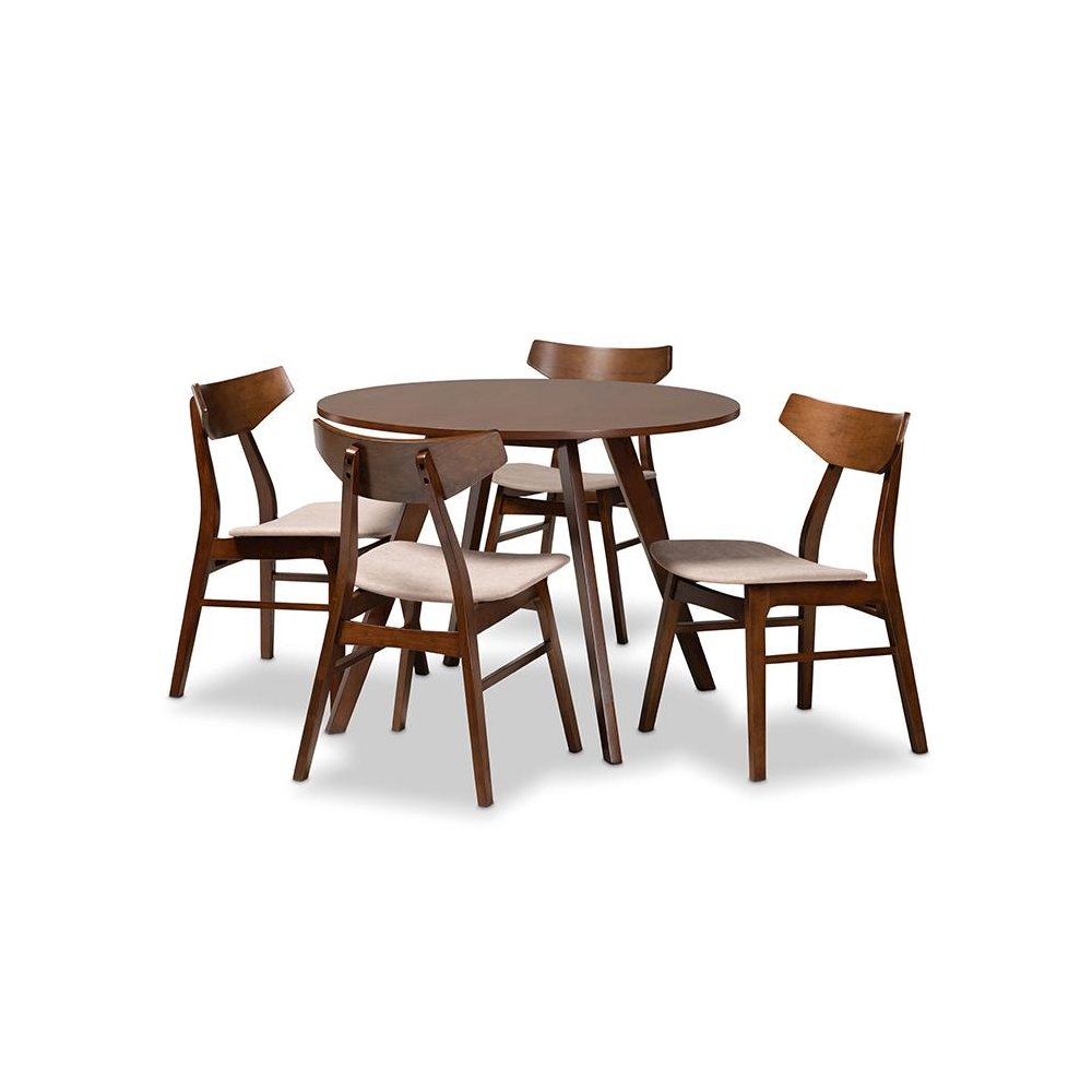 Walnut Brown Finished Wood 5-Piece Dining Set. Picture 1