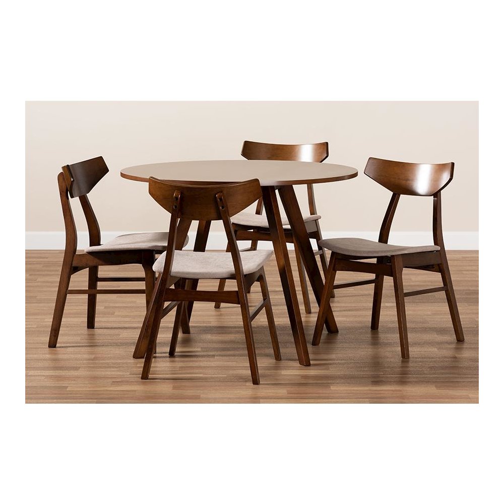 Walnut Brown Finished Wood 5-Piece Dining Set. Picture 7
