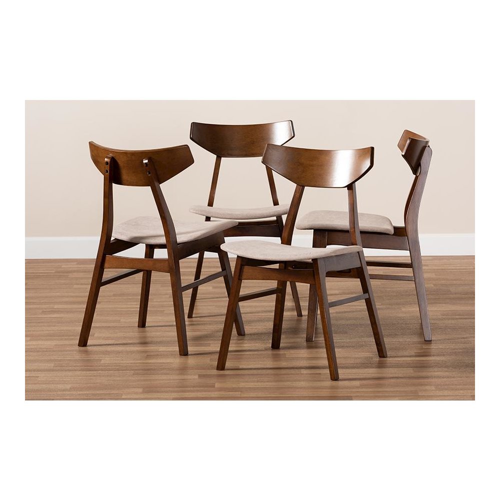 Walnut Brown Finished Wood 4-Piece Dining Chair Set. Picture 5