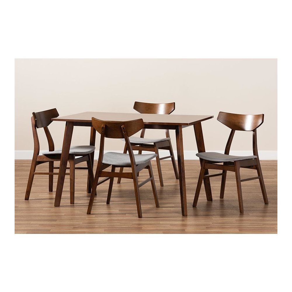Walnut Brown Finished Wood 5-Piece Dining Set. Picture 7