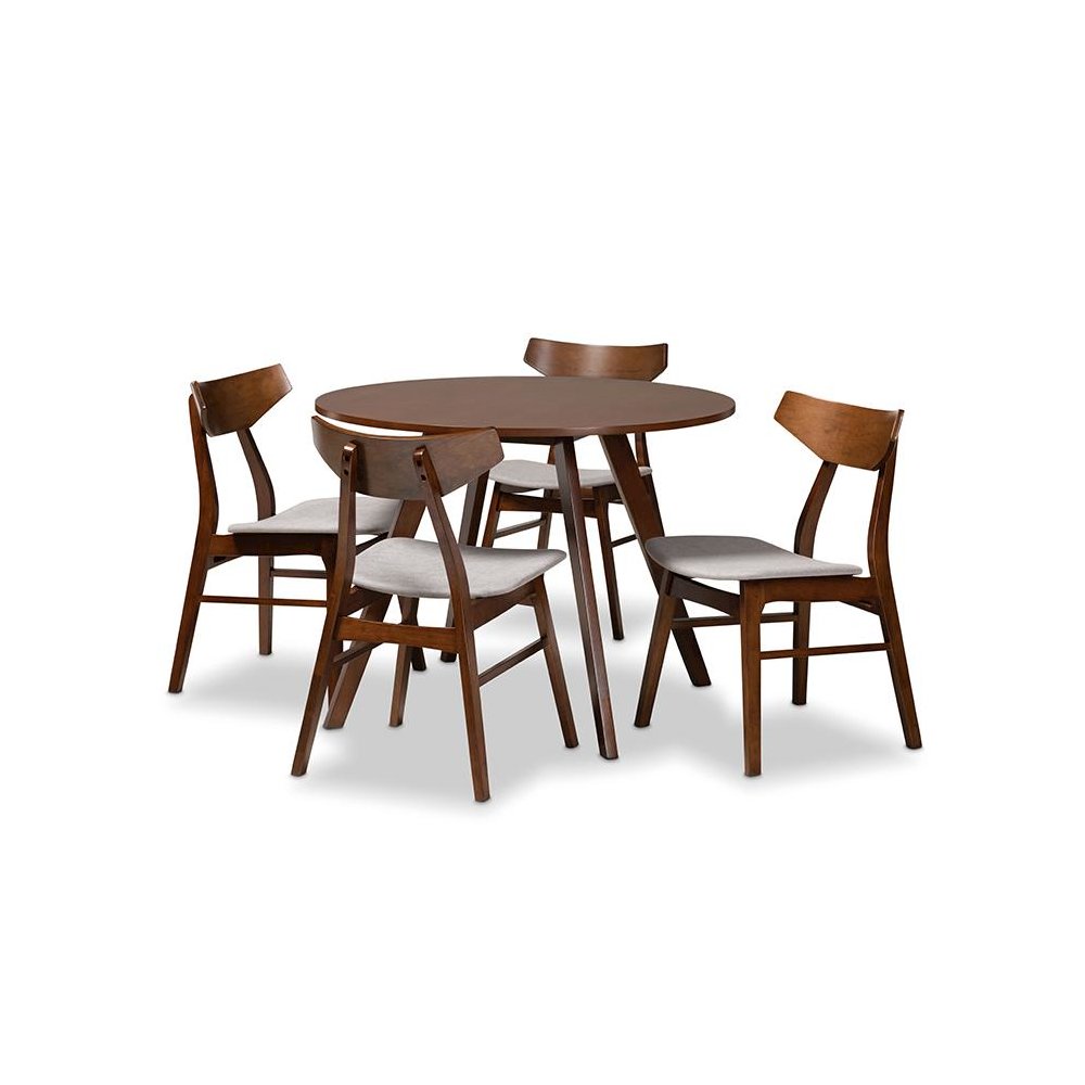 Walnut Brown Finished Wood 5-Piece Dining Set. Picture 1