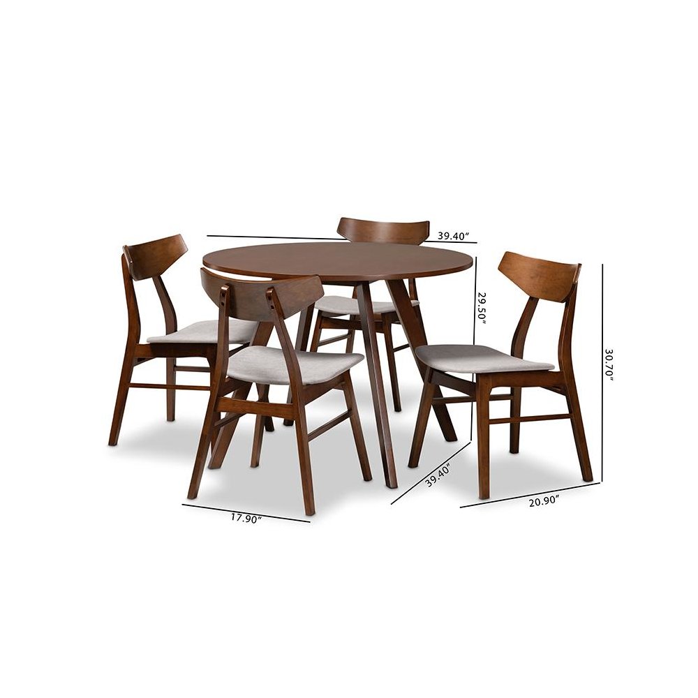 Walnut Brown Finished Wood 5-Piece Dining Set. Picture 8