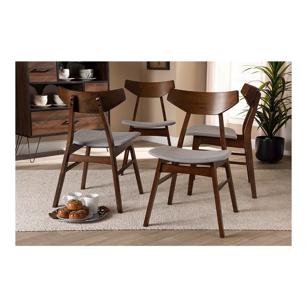 Walnut Brown Finished Wood 4-Piece Dining Chair Set. Picture 4
