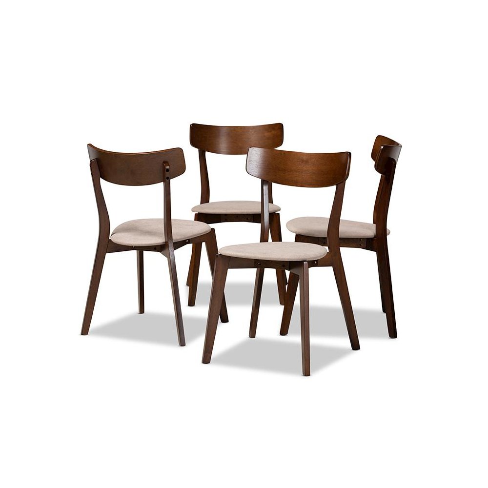 Walnut Brown Finished Wood 4-Piece Dining Chair Set. Picture 1