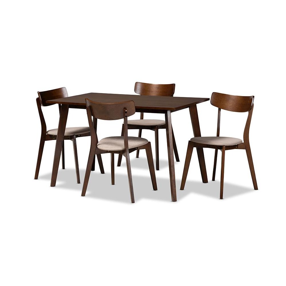 Walnut Brown Finished Wood 5-Piece Dining Set. Picture 1