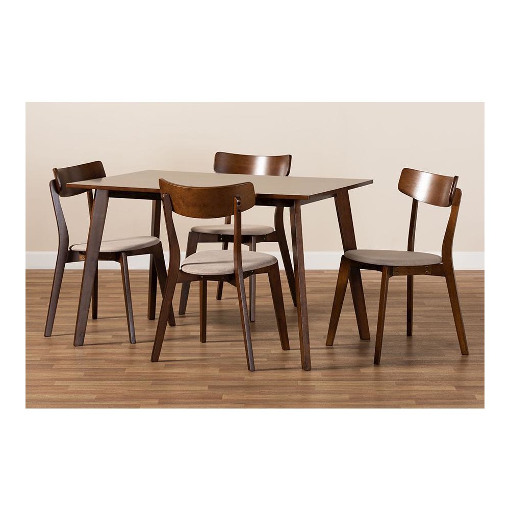 Walnut Brown Finished Wood 5-Piece Dining Set. Picture 7