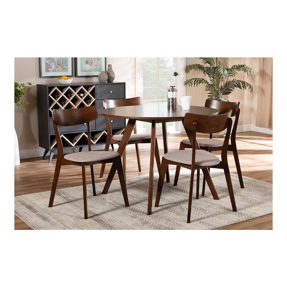 Walnut Brown Finished Wood 5-Piece Dining Set. Picture 6