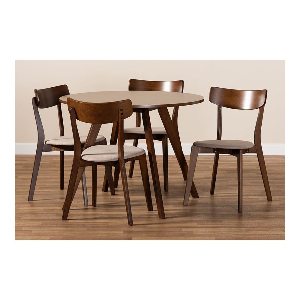Walnut Brown Finished Wood 5-Piece Dining Set. Picture 7
