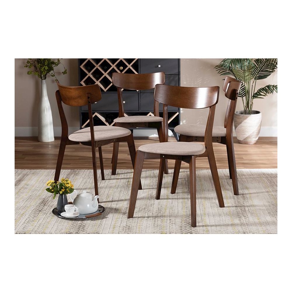 Walnut Brown Finished Wood 4-Piece Dining Chair Set. Picture 4
