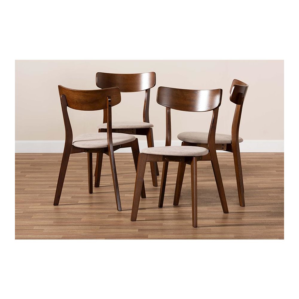 Walnut Brown Finished Wood 4-Piece Dining Chair Set. Picture 5
