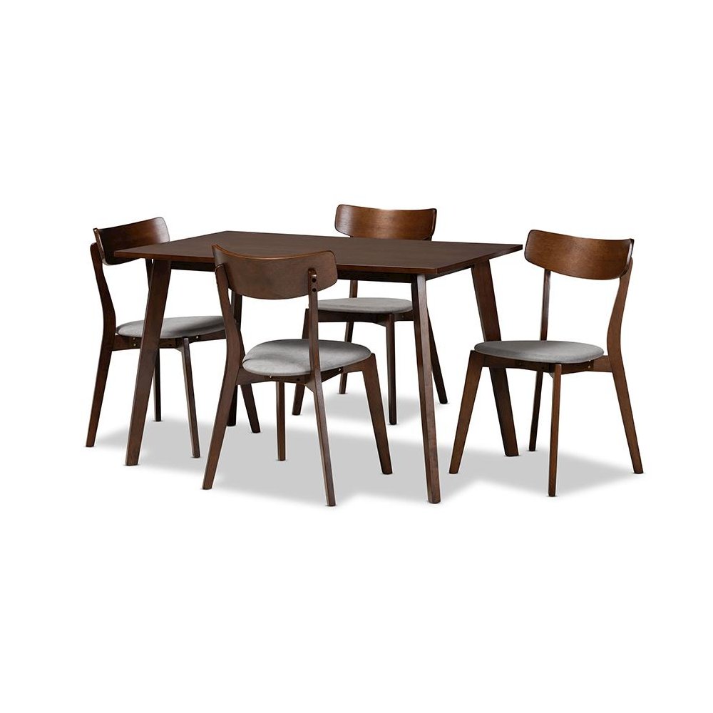 Walnut Brown Finished Wood 5-Piece Dining Set. Picture 1