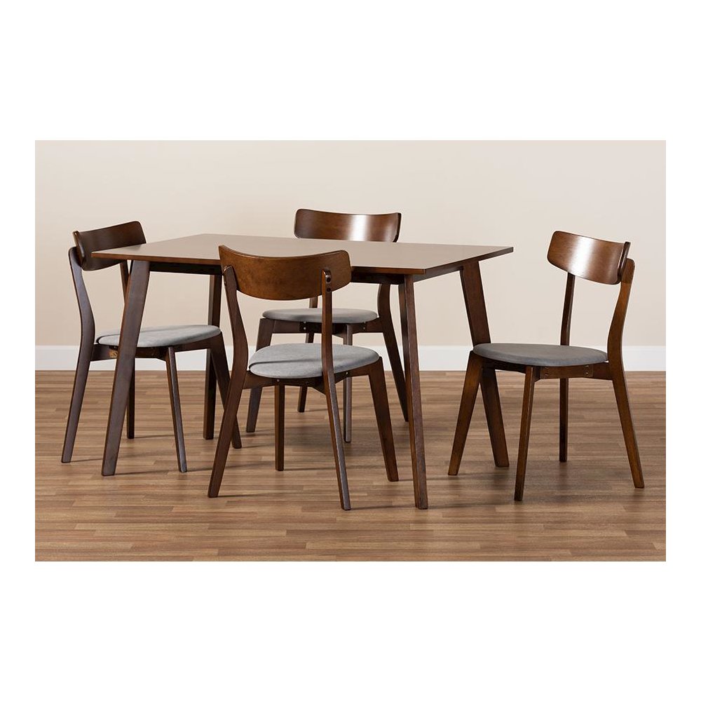 Walnut Brown Finished Wood 5-Piece Dining Set. Picture 7