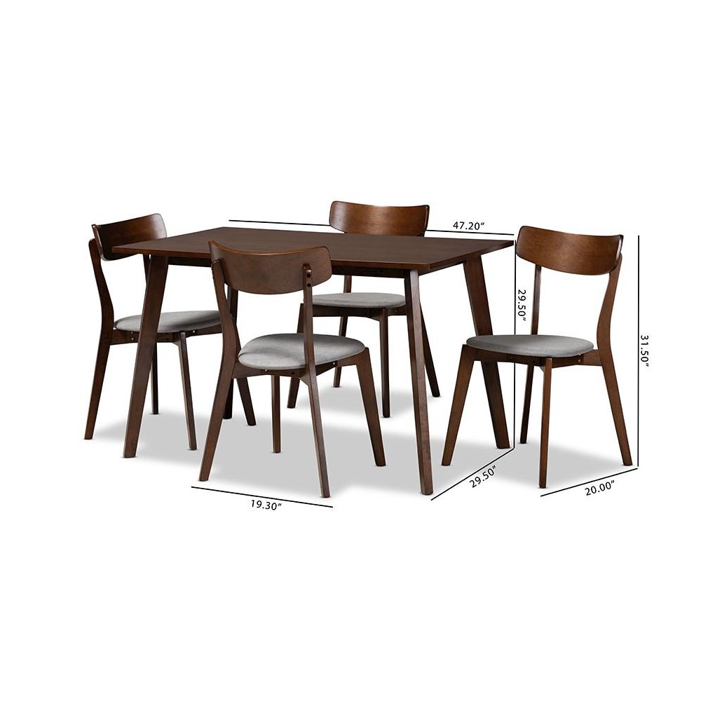 Walnut Brown Finished Wood 5-Piece Dining Set. Picture 8